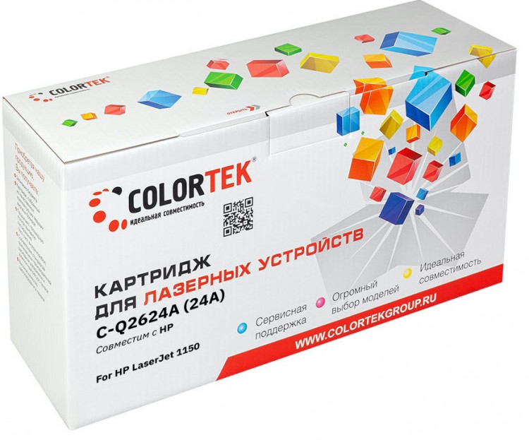 Лазерный картридж Colortek C-Q2624A для принтеров HP LJ 1150, черный, 2500 к.