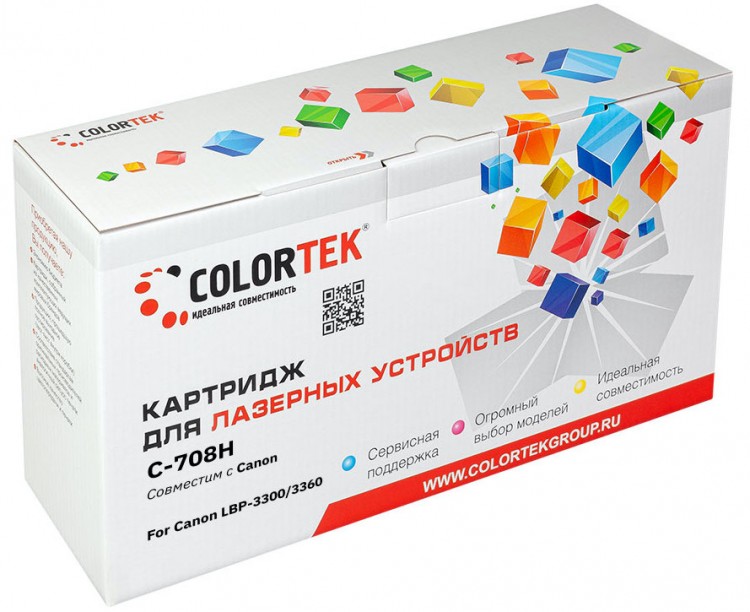Лазерный картридж Colortek C-708H для принтеров Canon LBP3300, LBP3360 , черный, 6000 к.
