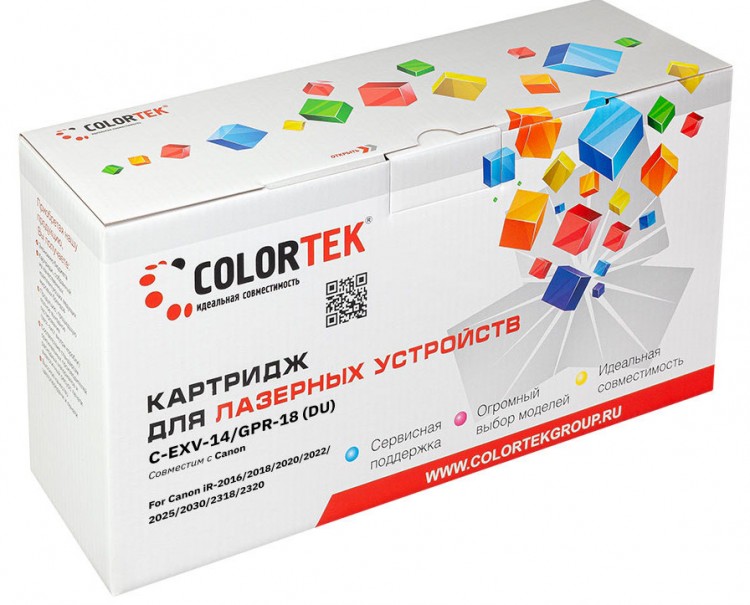 Лазерный картридж Colortek C-EXV14/ GPR-18 (DU) для принтеров Canon IR-2016/ 2018/ 2020/ 2022/ 2025/ 2030/ 2318/ 2320 (0385B002BA), черный, 50000 к.