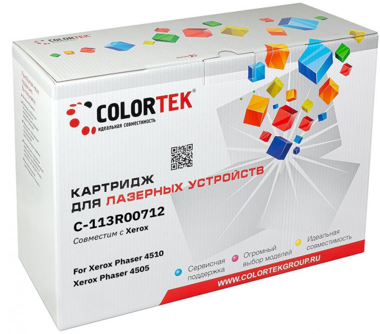 Лазерный картридж Colortek C-113R00712 4510 для принтеров Xerox Phaser 4505/ 4510 (113R00711 на 10к, 113R00715 UK, черный, 19000  к.
