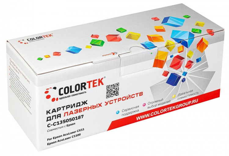 Лазерный картридж Colortek C-C1100 (C13S050187) для принтеров Epson AcuLaser C1100, CX11, желтый, 4000 к.