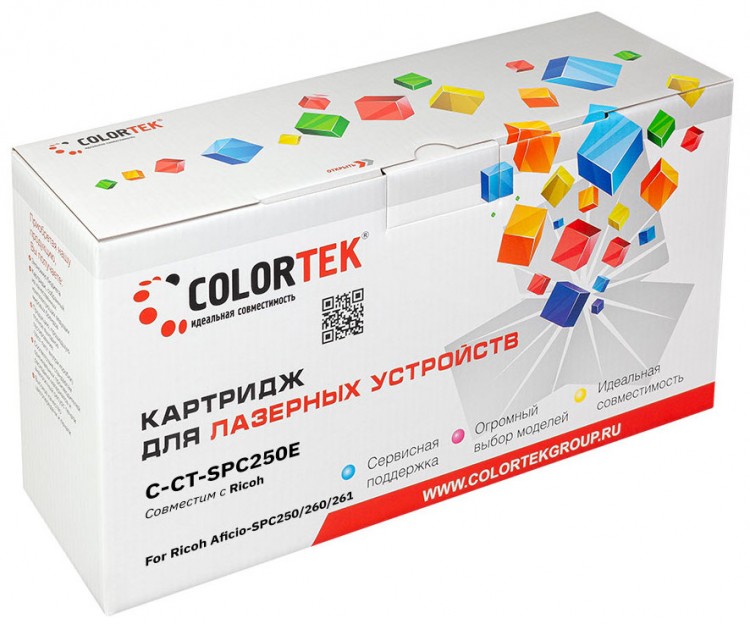 Лазерный картридж Colortek C-SP C250E (407543) для принтеров Ricoh Aficio-SPC250/ 26/ 261, черный, 2000 к.