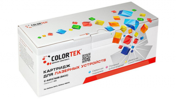 Лазерный картридж Colortek C-44917608 (B431) для принтеров Oki В431/ МВ491 (не подходит для B411/ MB461/ MB471), черный, 12000 к.