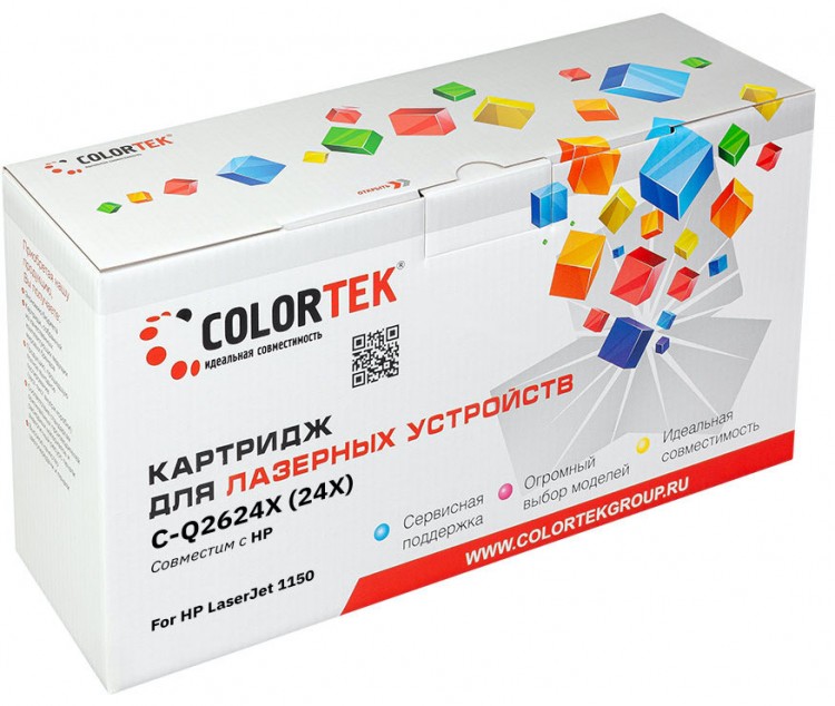 Лазерный картридж Colortek C-Q2624Х для принтеров HP LJ 1150, черный, 3500 к.