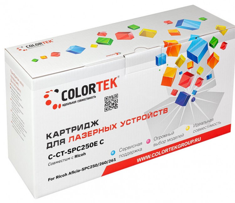 Лазерный картридж Colortek C-SP C250E (407544) для принтеров Ricoh Aficio-SPC250/ 26/ 261, голубой, 1600 к.