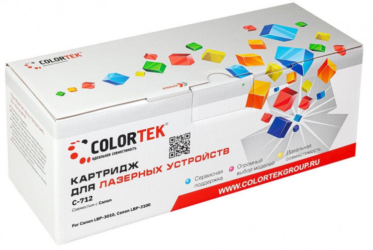 Лазерный картридж Colortek C-712 для принтеров Canon LBP 3010/ 3020, черный, 2000 к.