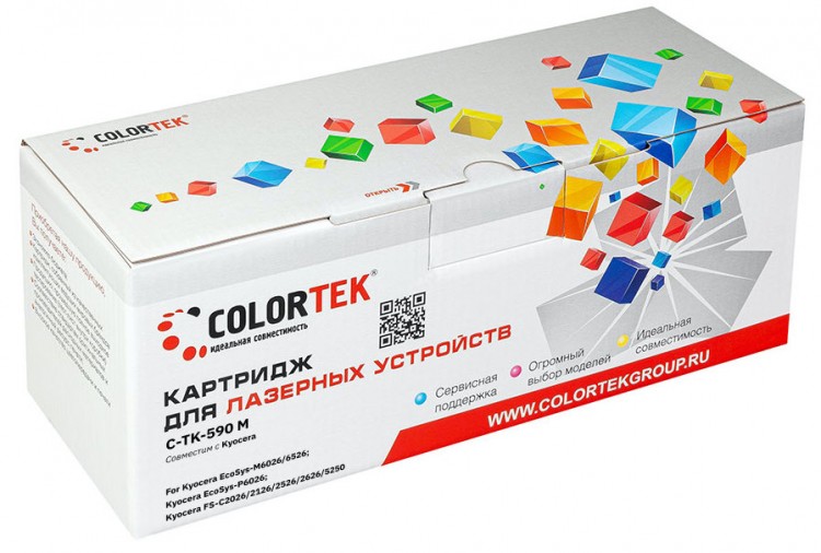 Лазерный картридж Colortek C-TK-590 для принтеров Kyocera FS-C2026/ 2126MFP, пурпурный, 5000 к.