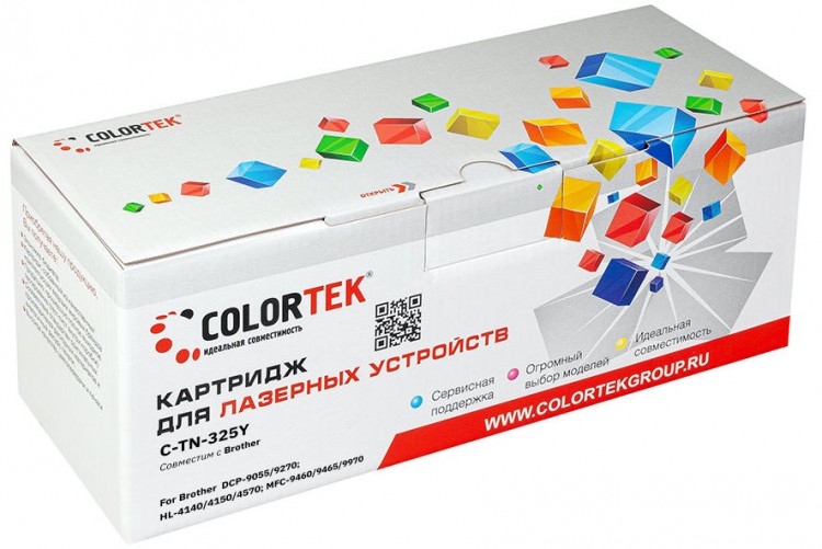 Лазерный картридж Colortek C-TN-325Y для принтеров Brother DCP-9055, 9270, HL-4140, 4150, 4570, MFC-9460, 9465, 9970, желтый, 3500 к.