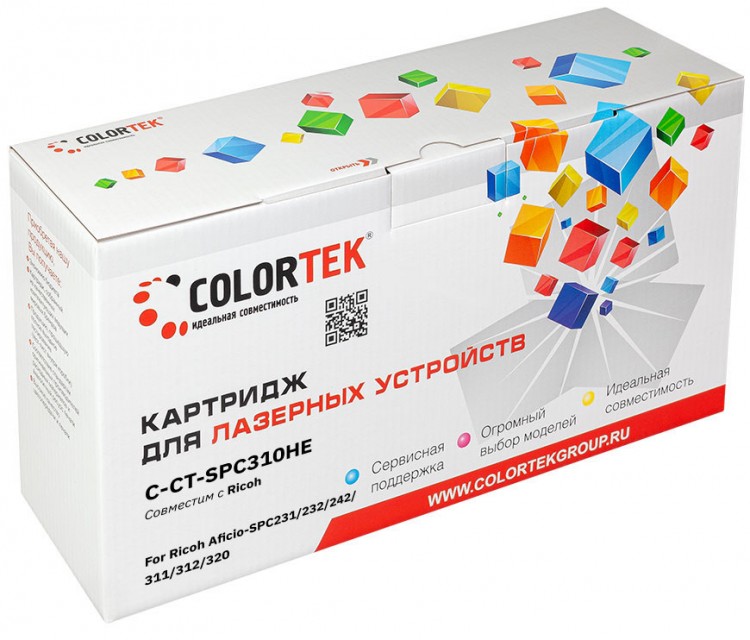 Лазерный картридж Colortek C-SP C310HE (406479) для принтеров Ricoh Aficio-SPC231/ 232/ 242/ 311/ 312/ 320, черный, 6500к.