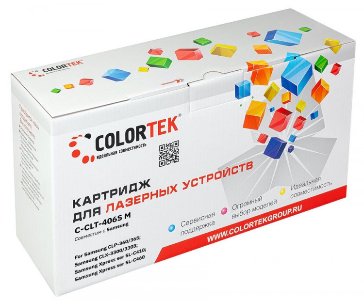 Лазерный картридж Colortek C-CLT-406S для принтеров Samsung CLX-3300/ 3305, CLP-360/365, пурпурный, 1000 к.