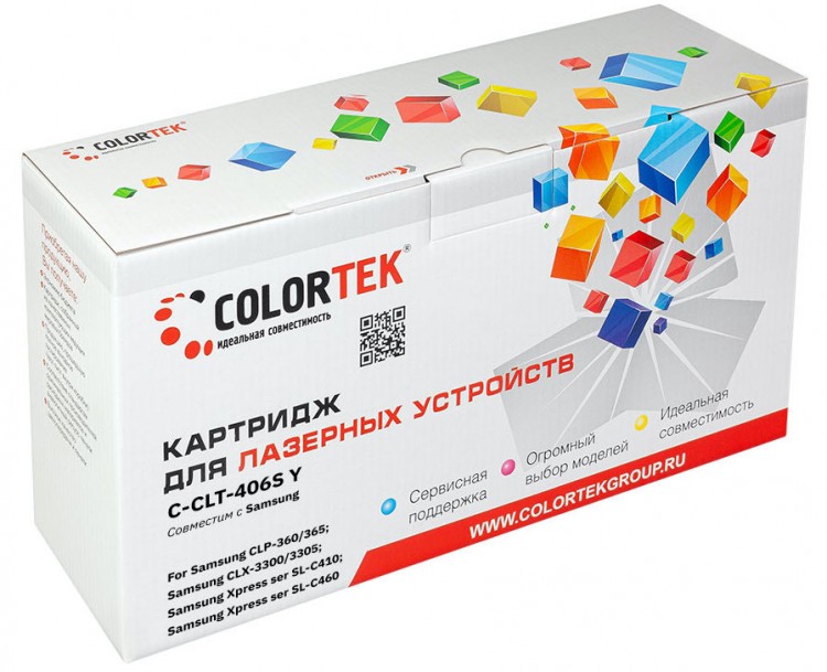 Лазерный картридж Colortek C-CLT-406S для принтеров Samsung CLX-3300/ 3305, CLP-360/ 365, желтый, 1000 к.