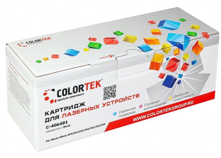 Лазерный картридж Colortek C-SP C310HE (406481) для принтеров Ricoh Aficio-SPC231/ 232/ 242/ 311/ 312/ 320, пурпурный, 6000к.