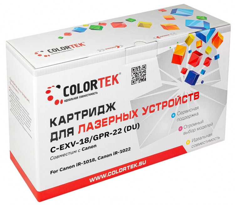 Лазерный картридж Colortek C-EXV18/ GPR-22 (DU) для принтеров Canon IR 1018/ 1022 (0388B002AA), черный, 26900 к.