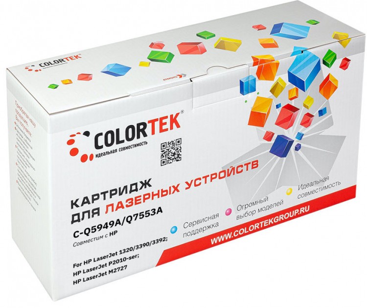 Лазерный картридж Colortek C-HP Q5949A/ Q7553A для принтеров HP LaserJet 1320, 3390, 3392, P2014, P2015, M2727, черный, 3000 к.