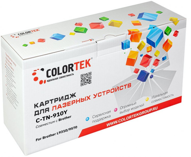 Лазерный картридж Colortek C-TN-910Y для принтеров Brother L9310/ 9570, желтый, 9000 к.