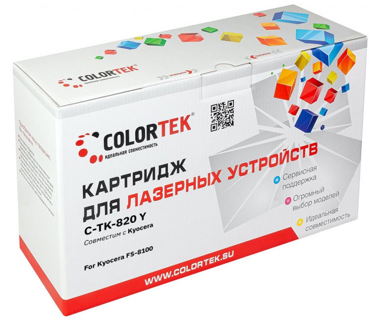Лазерный картридж Colortek C-TK-820 для принтеров Kyocera FS-8100, желтый, 7000 к.
