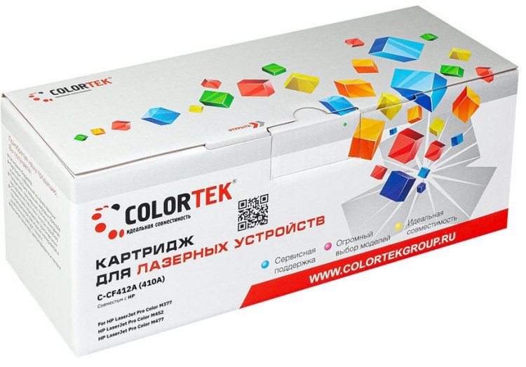 Лазерный картридж Colortek C-CF412A (410A) для принтеров HP Color LaserJet M377 MFP Pro/ M377dw/ M452 Pro/M452dn Pro /M452nw Pro /M477 /M477, желтый, 2300 к.