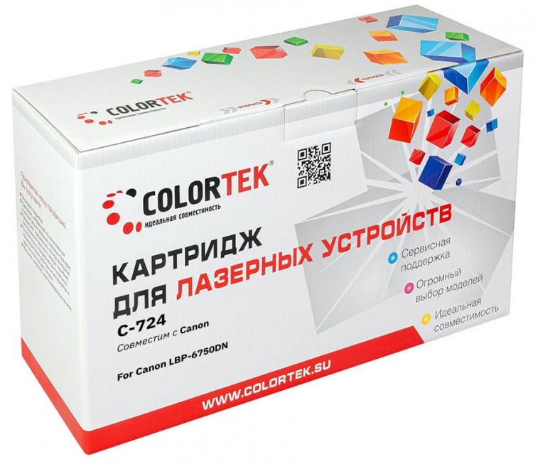 Лазерный картридж Colortek C-724 для принтеров Canon i-sensys lbp6750dn, черный, 6000 к.