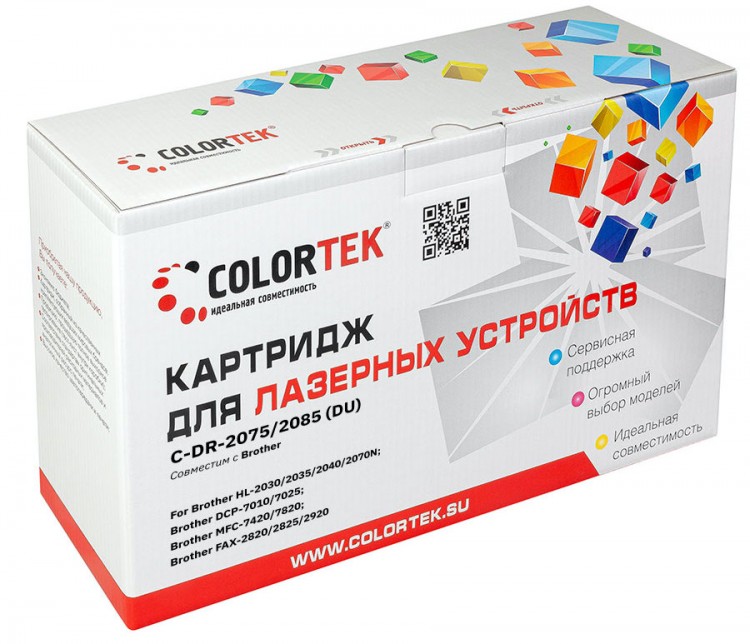 Лазерный картридж Colortek C-DR-2075/ 2085 для принтеров Brother HL-2030/ 2035/ 2040/ 2070N, DCP-7010, 7025, MFC-7420/ 7820, FAX-2820/ 2825/ 2920, черный, 12000 к.