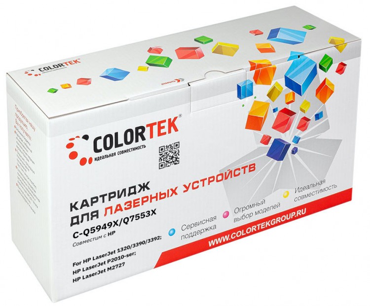 Лазерный картридж Colortek C-Q5949X/ Q7553X для принтеров HP LJ P-2014/ 2015/ 2015D/ 2015N, M2727nf LJ-1320/ 3390/ 3392, черный, 7000 к.
