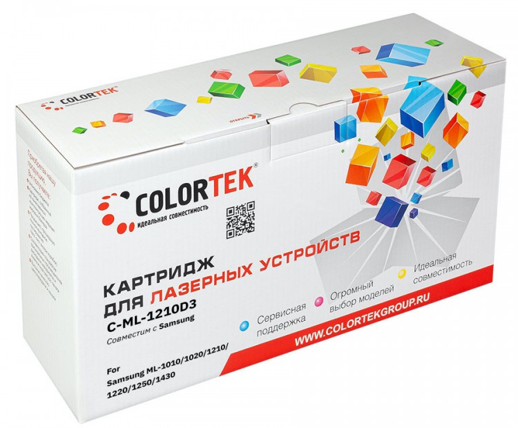 Лазерный картридж Colortek C-ML-1210D3 для принтеров Samsung ML-808/ 1010/ 1020, SCX-5100/ SF-515/ 530, Xerox Phaser 3110/ 3210, Lexmark E210 , черный, 3000 к.