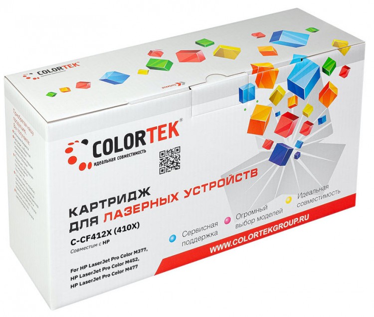 Лазерный картридж Colortek C-CF412X (410X) для принтеров HP Color LaserJet M377 MFP Pro/ M377dw/ M452 Pro/M452dn Pro /M452nw Pro /M477 /M477, желтый, 5000 к.