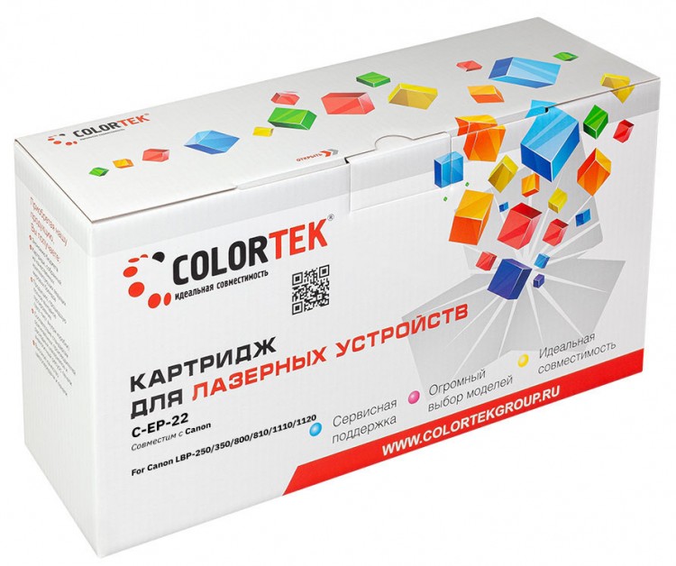 Лазерный картридж Colortek C-EP-22 для принтеров Canon LBP-800/ 810 Laser Shot LBP-1120, черный, 2500 к.