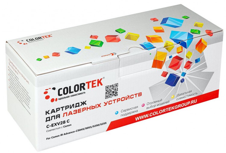 Лазерный картридж Colortek C-EXV28 для принтеров Canon iR Advance-C5045, С5051, С5250, С5255, голубой, 38000 к.