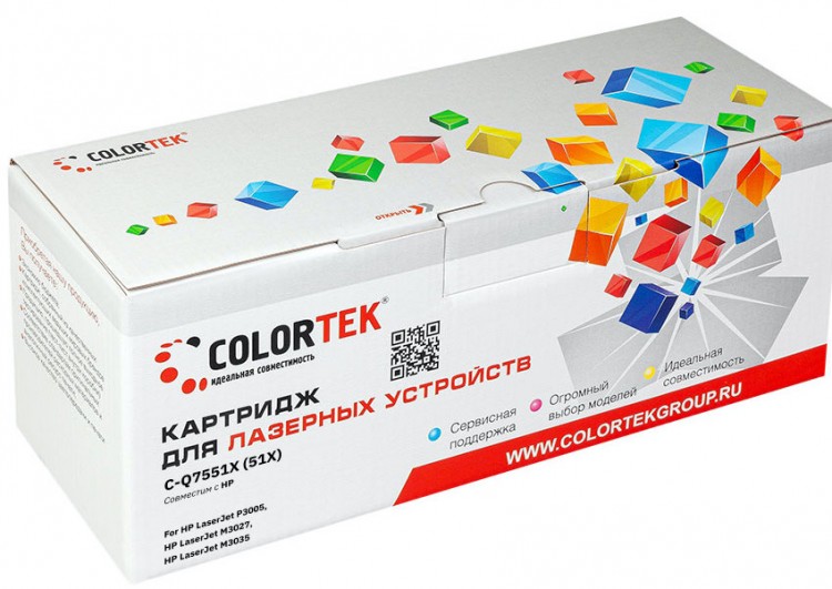 Лазерный картридж Colortek C-Q7551X для принтеров HP LJ 3005/ 3005D/ 3005DN/ 3005N/ 3027/ 3035, черный, 13000 к.