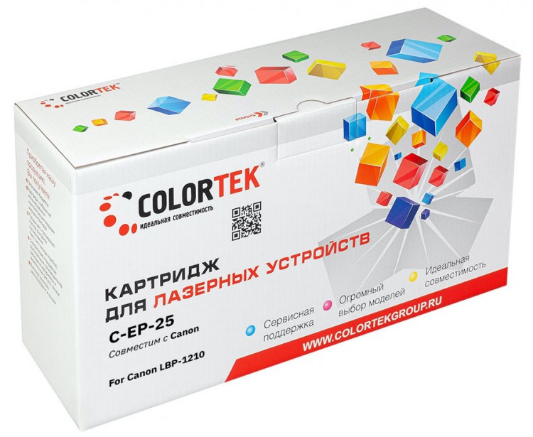 Лазерный картридж Colortek C-EP-25 для принтеров Canon LBP 1210, черный, 2500 к.