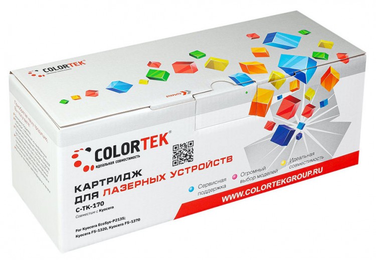 Лазерный картридж Colortek C-TK-170 для принтеров Kyocera FS-1320D/ 1370DN, ECOSYS P2135dn, черный, 7200 к.