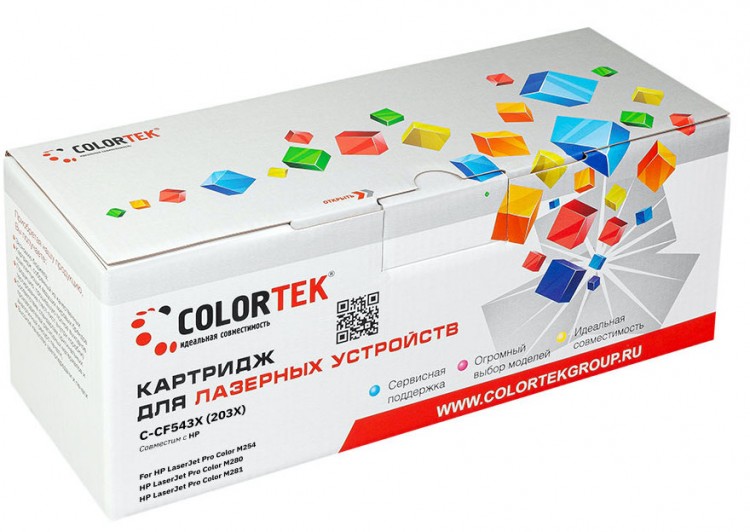 Лазерный картридж Colortek C-CF543X (203X) для принтеров HP CLJP-M254/ 280/ 281, пурпурный, 3200 к.
