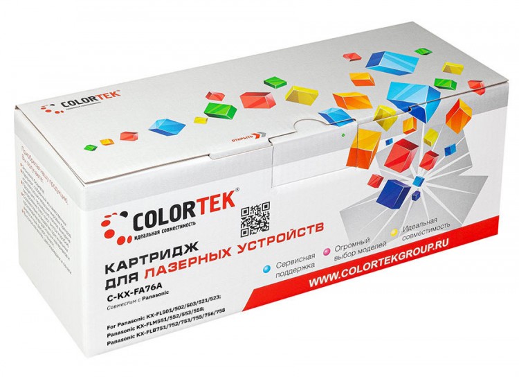 Лазерный картридж Colortek C-KX-FA76A для принтеров Panasonic KX-FL-501/ 502/ 503/ 523/ FLM-551/ 552/ 553/ FLB-751/ 752/ 753, черный, 2000 к.