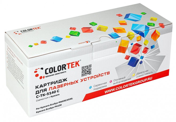 Лазерный картридж Colortek C-TK-5140 для принтеров Kyocera EcoSys-M6030/ P6130/ M6530, голубой, 5000к.