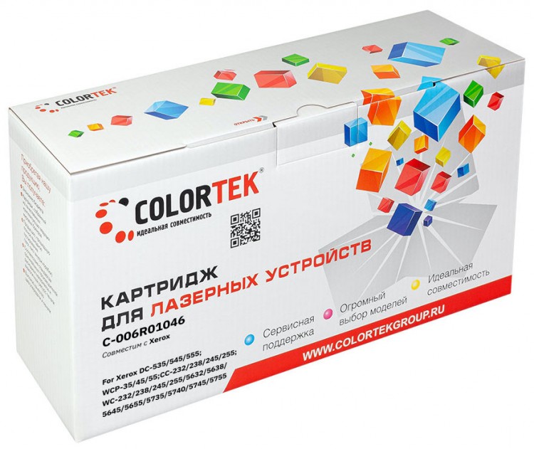 Лазерный картридж Colortek C-006R01046 232/ 235/ 238/ 245/ 255 для принтеров Xerox DC-535/ 545/ 555, WCP-35/ 45/ 55, CC-232/ 238/ 245/ 255, WC-232/ 238/ 245/ 255, черный, 28000 к.