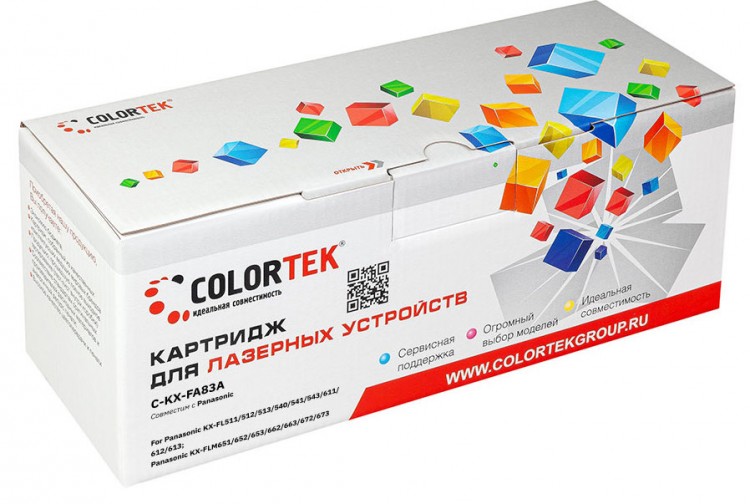 Лазерный картридж Colortek C-KX-FA83A для принтеров Panasonic KX-FL-511/ 512/ 513/ 540/ 541/ 543/ 611/ 612/ 613/ FLM-653/ 663, черный, 2500 к.