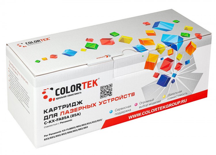 Лазерный картридж Colortek C-KX-FA85A для принтеров Panasonic KX-FLB-801/ 802/ 803/ 811/ 812/ 813/ 833/ 851/ 852/ 853/ 858/ 883, черный, 5000 к.