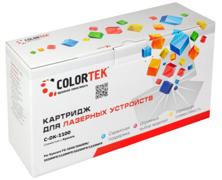 Лазерный картридж Colortek C-DK-1100 (DU) для принтеров Kyocera  FS-1040, FS-1060DN, KFS-1020MFP, FS-1120MFP, FS-1025MFP, FS-1125MFP, черный, 100000 к.