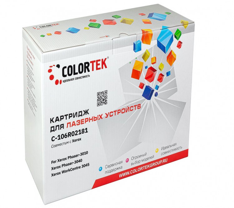 Лазерный картридж Colortek C-106R02181 3010/ 3040/ 3045 для принтеров Xerox Phaser 3010/ 3040/ WorkCentre 3045, черный, 1000 к.