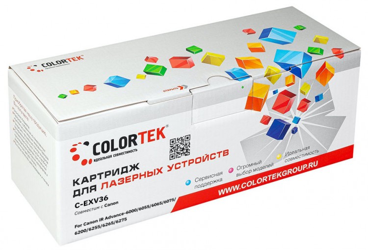 Лазерный картридж Colortek C-EXV36 для принтеров Canon iR Advance-6000 / 6055/ 6065/ 6075/ 6200/ 6255/ 6265/ 6275, черный, 56000 к.