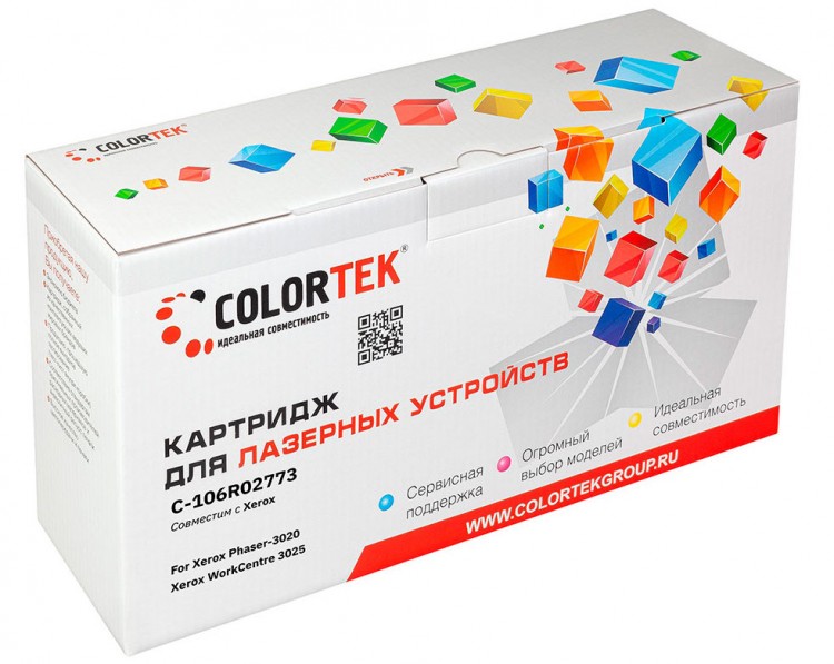 Лазерный картридж Colortek C-106R02773 3020/ 3025 для принтеров Xerox Phaser-3020, WorkCentre/ WC-3025, черный, 1500 к.