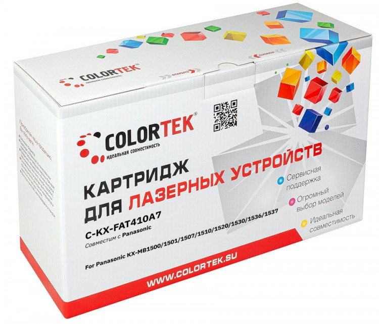 Лазерный картридж Colortek C-KX-FAT410A для принтеров Panasonic KX-MB1500, 1501, 1507, 1510, 1520, 1530, 1536, 1537, черный, 2500 к.