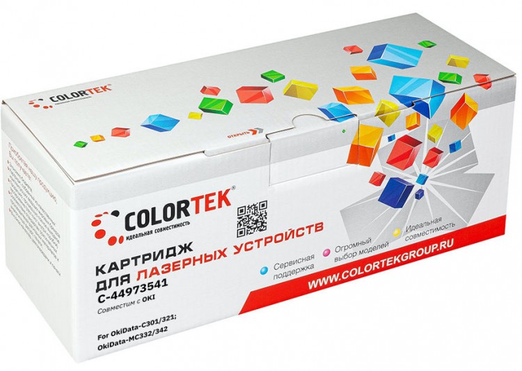 Лазерный картридж Colortek C-44973541 (C301/ 321) для принтеров Oki C301/ 321, желтый, 2000 к.