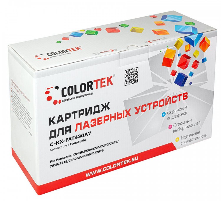 Лазерный картридж Colortek C-KX-FAT430A7 для принтеров Panasonic KX-MB2230/ 2235/ 2270/ 2275/ 2510/ 2515/ 2540/ 2545/ 2571/ 2575, черный, 3000 к.