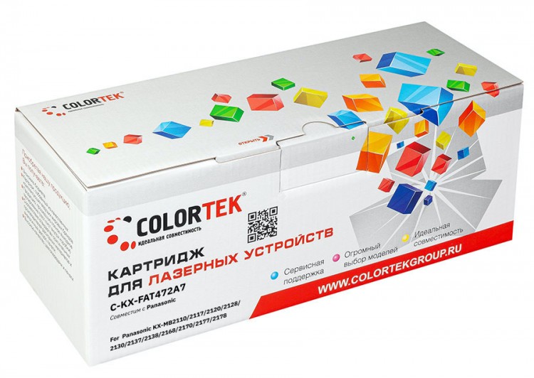 Лазерный картридж Colortek C-KX-FAT472A7 для принтеров Panasonic KX-MB2100 ser/ 2110/ 2117/ 2120/ 2128/ 2130/ 2137/ 2138/ 2168/ 2170/ 2177/ 2178, черный, 2000 к.