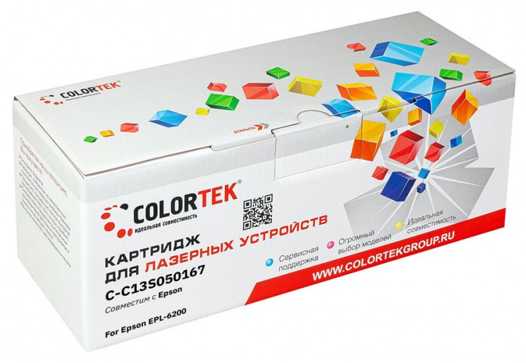 Лазерный картридж Colortek C-6200 (C13S050167) для принтеров Epson EPL 6200, черный, 3000 к.