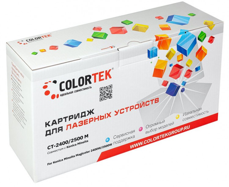 Лазерный картридж Colortek C-2400/ 2500 для принтеров Minolta MagiColor 2400W/ 2500W, пурпурный, 4500 к.